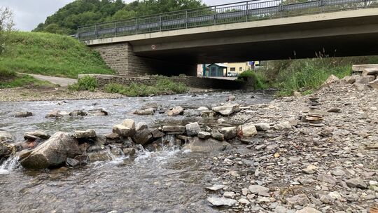 Die neu gestaltete beziehungsweise wiederhergerichtete Mündung des Elzbaches in Moselkern lädt zum Verweilen ein - und dazu, dem