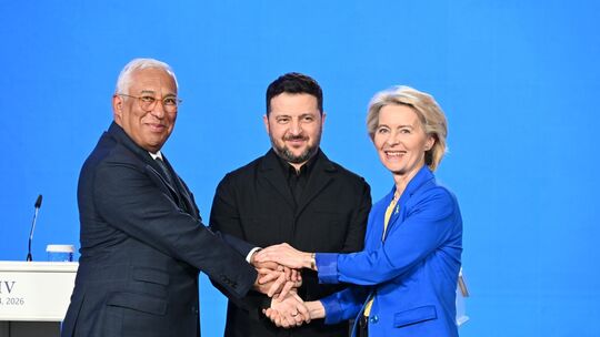 Selenskyj, von der Leyen und Costa