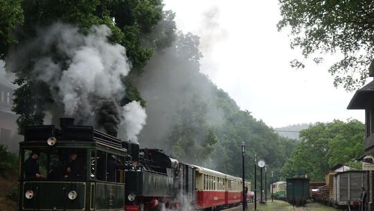 Mit zwei Dampfloks auf der Strecke wird bei diesem Fest ein Stück Eisenbahngeschichte wieder lebendig.