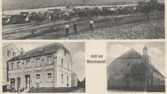 So sieht Welschneudorf auf einer Ansichtskarte von 1932 aus. Dort war der junge Pole Tadeusz Prusak von Dezember 1940 an als „a