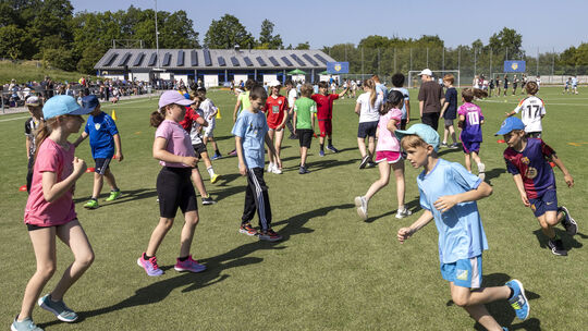 Mehr als 300 Kinder haben an dem Fußball-Grundschulfestival in Hachenburg teil.