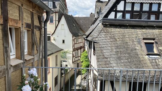 Blick von der mittleren Etage des Treppenturms auf die Montabaurer Altstadt