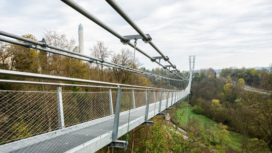 Die "Neckarline" in Rottweil ist eine der drei Brücken, die die Firma Eberhard Bewehrungsbau verwirklicht hat. Auch sie kostet E