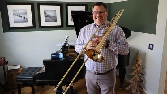 Adrian Ritt aus Norath ist froh, dass er bei dem Projektorchester der Buga mitmacht.