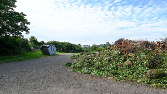 Die Stadt Emmelshausen hat auf ihrem Strauchschnittplatz im Ortsteil Liesenfeld einen Container für Rasenschnitt aufgestellt.