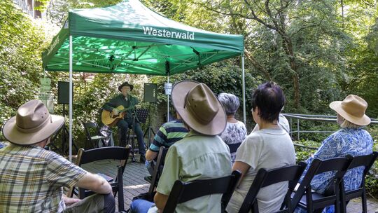 Ein Pavillon im Kurpark - in der Nähe des Minigolfplatzes - diente bei der Fête de la musique als eine von insgesamt drei Bühnen