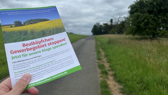 Ein Flyer der Naturschutzinititiave zum geplanten Gewerbegebiet "Ober dem Beulköpfchen" hat für Empörung im Montabaurer Stadtrat