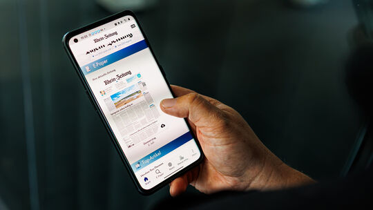 Blick auf die neue E-Paper- und Nachrichten-App der Rhein-Zeitung.