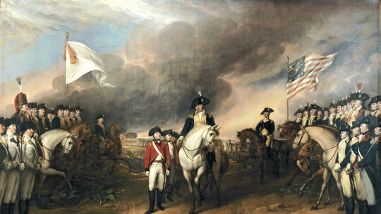 Das bekannte Gemälde von John Trumbull stellt die Kapitulation der Engländer nach der Schlacht von Yorktown am 19. Oktober 1781