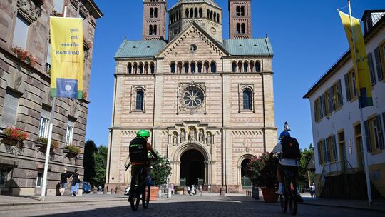 Die Figuren am Dom leiden oft unter Verkrustung und Vandalismus.
