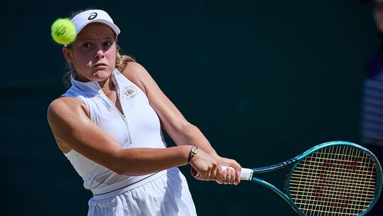 Emily Eigelsbach konnte im Wimbledon-Viertelfinale ihre starke Rückhand nicht effektiv genug einsetzen.