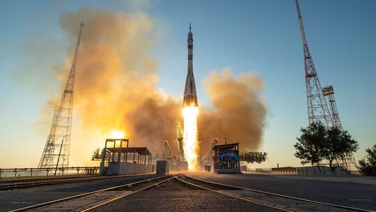 Sojus-Rakete auf dem Weg zur ISS