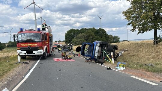 Übersichtsaufnahme der Unfallstelle. Foto: Polizeiinspektion Prüm
