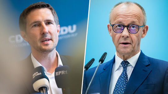 Christoph Gensch, CDU-Fraktionschef im rheinland-pfälzischen Landtag (links), und Bundeskanzler Friedrich Merz: Die Landtagsfrak