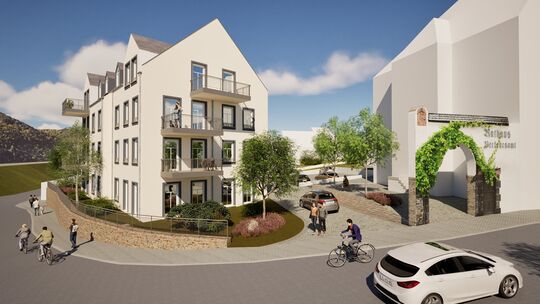 So soll das neue Rathaus und Wohngebäude in Winningen aussehen.