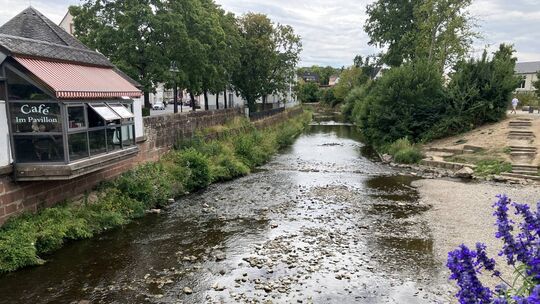 Die anhaltende Trockenheit macht sich auch am Pegel der Lieser in Wittlich bemerkbar. Der Fluss führt aktuell Niedrigwasser.
