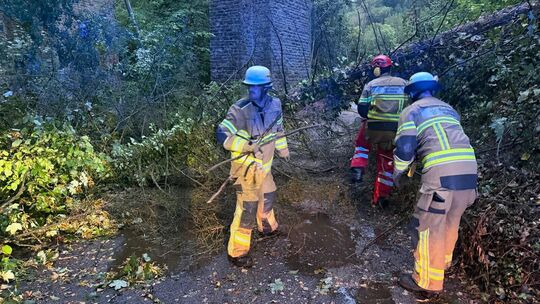 Die Feuerwehr Bendorf im Einsatz: Der Sturm am Mittwochabend hat massive Schäden in der Stadt am Rhein angerichtet.