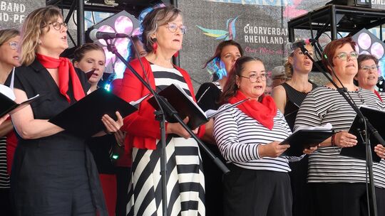 Der Chor Regenbogen Vettelschoß mit Chorleiter Marco Zimmermann ist eines von 19 Ensembles, die am Sonntag beim Chorfestival dab