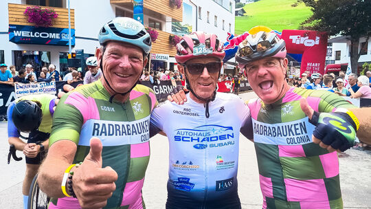 Gregor Helbach, Werner Fuhrmann und Frank Rossi haben Ötztaler Radmarathon „bezwungen“.