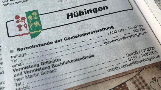 Ein Blick ins Mitteilungsblatt der Verbandsgemeinde Montabaur zeigt: Hübingen hat aktuell keinen Ortsbürgermeister.