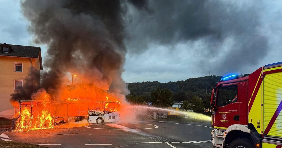 Passengers narrowly escape: bus goes up in flames