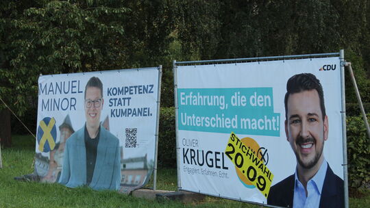 Manuel Minor und Oliver Krügel gehen mit Zuversicht in die kommende Stichwahl um das Amt des Bürgermeisters der Verbandsgemeinde Manuel Minor und Oliver Krügel gehen mit Zuversicht in die kommende Stichwahl um das Amt des Bürgermeisters der Verbandsgemeinde