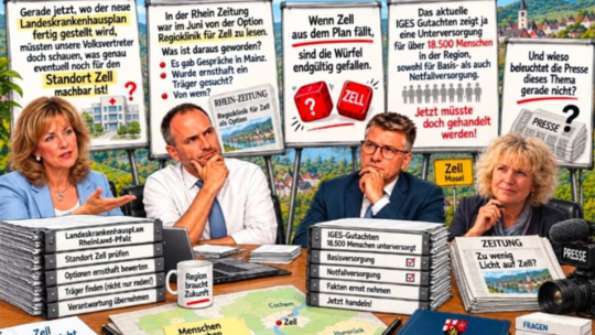 Diese mithilfe künstlicher Intelligenz erstellte Karikatur hat die Bürgerinitiative „Unser Krankenhaus muss bleiben“ in ihrer Gr