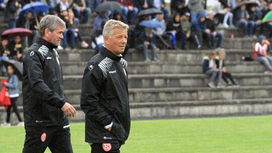 Der Kleinmaischeider Peter Hermann (rechts) war von März 2016 bis Oktober 2017 Co-Trainer von Friedhelm Funkel (links) bei Fortu