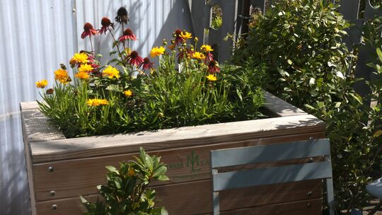 Hochbeete sind weit mehr als nur praktische Gemüselieferanten, sie können Garten oder Terrasse oder wie auf dem Foto eine Nische