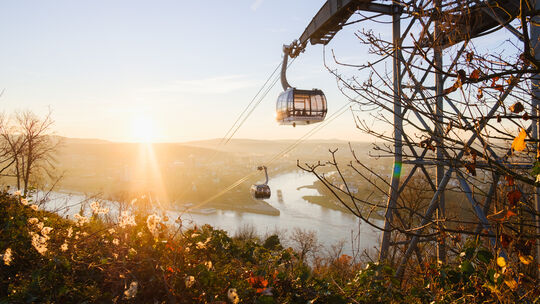 Die Seilbahn verbindet seit 2010 die Stadt Koblenz mit der Festung Ehrenbreitstein. Zur Buga gebaut, nahm sie ihren regulären Be