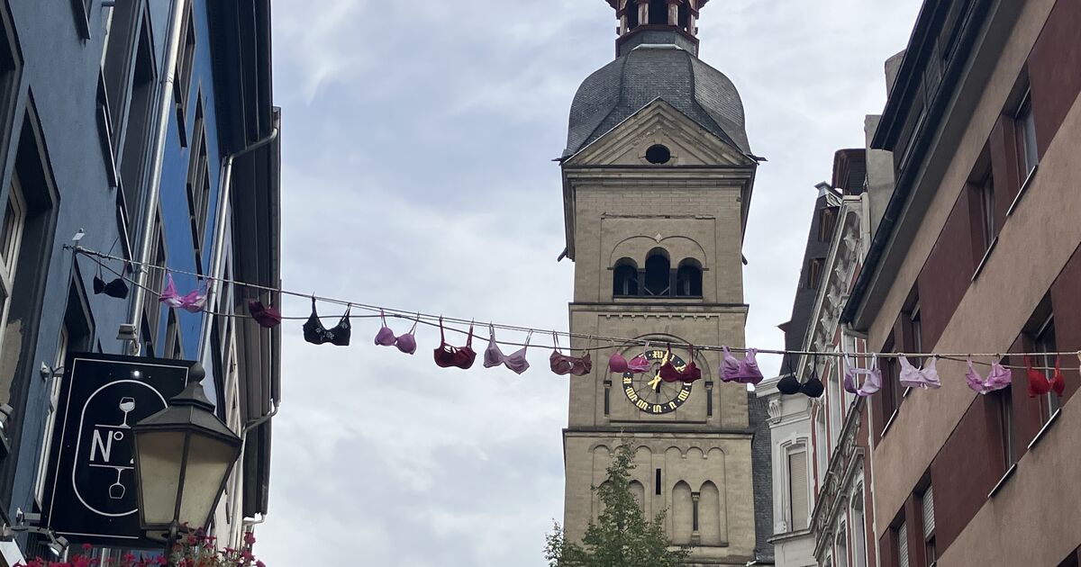 Breast Cancer Awareness Month is visible: Bras over Koblenz: Pink October ...