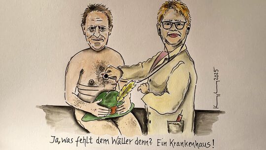 Aktuelle regionale Politik spiegeln in einer der Karikaturen von Heinz Kuppler Tanja Machalet und Innenminister Achim Schwickert
