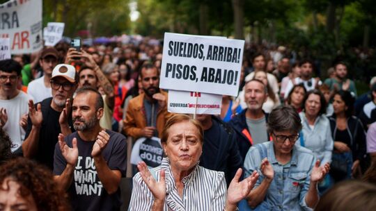 Demonstration gegen hohe Mieten in Madrid