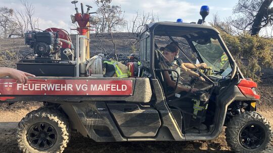 Beim Brand in der Wacholderheide hatte sich ein UTV der Feuerwehr der VG Maifeld bewährt, ein geländegängiges Fahrzeug. Beim Brand in der Wacholderheide hatte sich ein UTV der Feuerwehr der VG Maifeld bewährt, ein geländegängiges Fahrzeug.