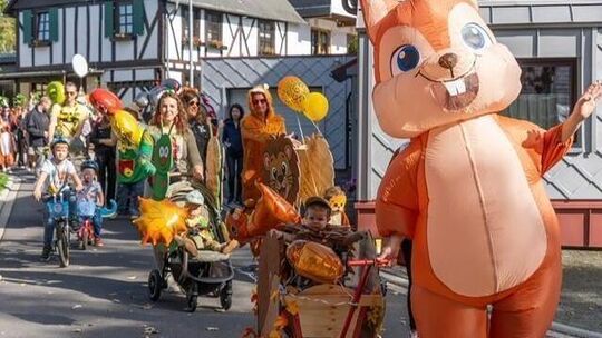 Kostümiert und mit bunten Wagen ging es jetzt zur Feier des Nachwuchses durch die Straßen von Rennerod.