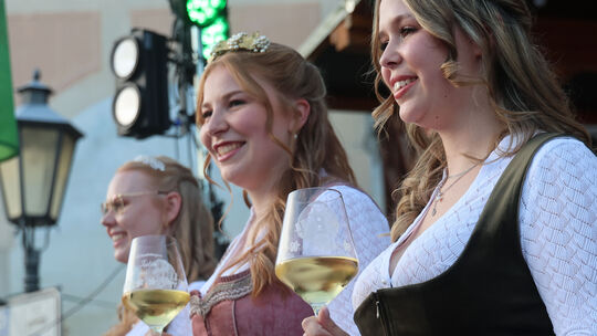 Weinkönigin Julia Schriek und ihre Prinzessinnen Lara Wintermeyer und Anna-Lena Hafner haben zwei Jahre lang einen vollen Termin