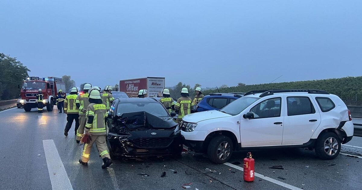 Mass pile-up in the morning: Eight vehicles damaged in rear-end collision ...