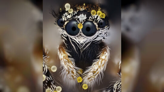 Selbst wer mit Zebraspringspinnen vertraut ist, dürfte das Tier auf der Mikroaufnahme von John-Oliver Dum wohl nicht auf den ers