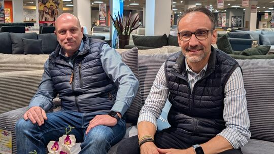 Die Wohnorama-Geschäftsführer Carsten Scheidt (links) und Lars Gerhards verbindet eine lange Karriere in der ehemaligen Pagnia-G