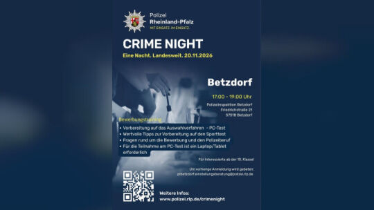 Plakat Crime Night Bewerbungstraining Polizei Betzdorf
