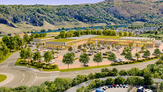 Fachmarktzentrum und Mehrzweckhalle kann sich der planende Architekt Jens J. Ternes sehr gut im Gülser Moselbogen auf dem einsti