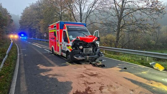 Auf der Anfahrt zu einem medizinischen Notfall ist am frühen Freitagmorgen in Windeck ein Rettungswagen mit einem Pferd kollidie